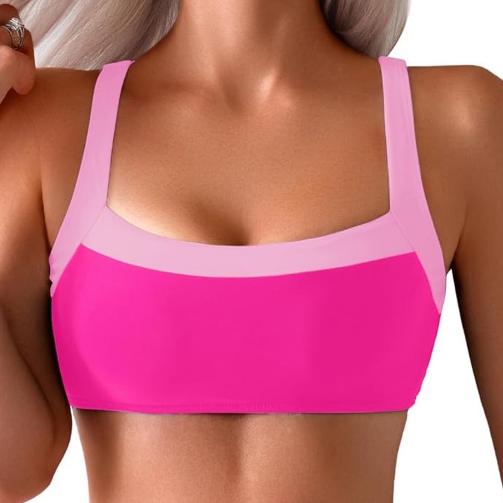 NWT Swimall Pink 2-Tone Bikini Top Size XL